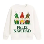 Sudadera blanca gnomos Navidad