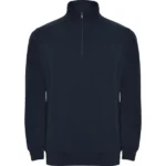 Sudadera media cremallera cuello rojo burdeos