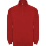 Sudadera media cremallera cuello rojo burdeos