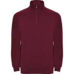 Sudadera media cremallera cuello rojo burdeos